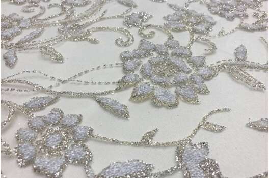 Кружево с глиттером, цветы