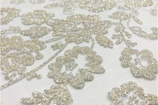 Кружево с глиттером, цветы