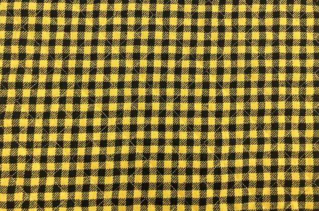 Пальтовая ткань на синтепоне, черно-желтая клетка 3