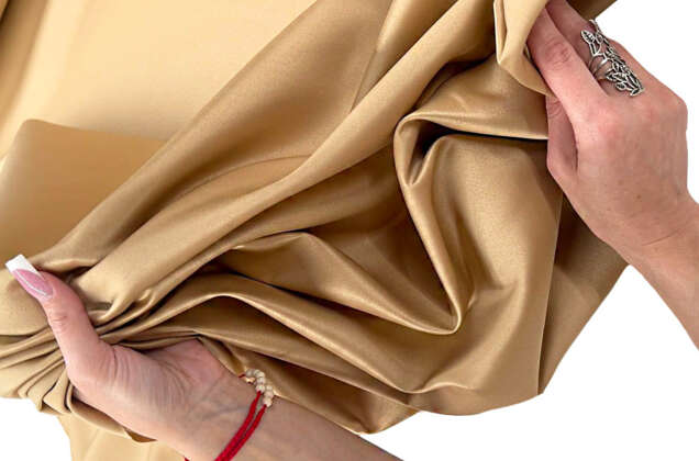 Свадебный сатин матовый, песочного цвета, арт.53, Турция
