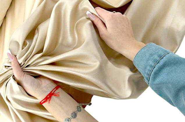 Свадебный сатин матовый, цвет бежевый, арт.51, Турция 2