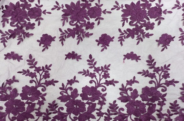 Кружевное полотно Цветы, фиолетовый, 135 см 5