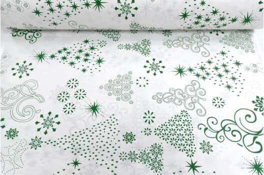 Ранфорс (поплин LUX) 240 см, Зеленые елочки на белом