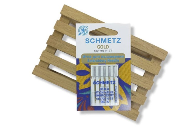 Schmetz для вышивки Gold титаниум №90, 5 шт