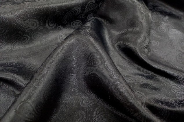 Подкладочная ткань Огурцы, черного цвета 1