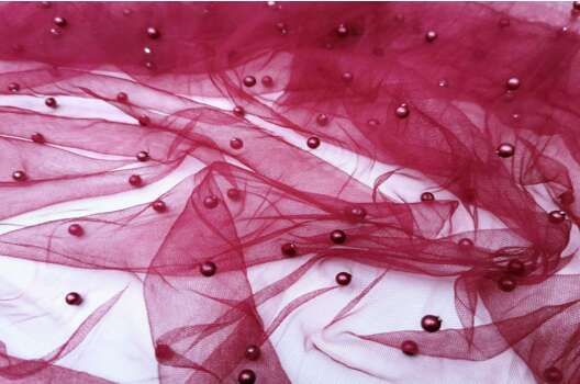 Сетка с бусинами, бордовая