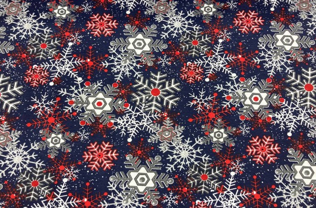 Дак (DUCK) Серо-красные снежинки на темно-синем