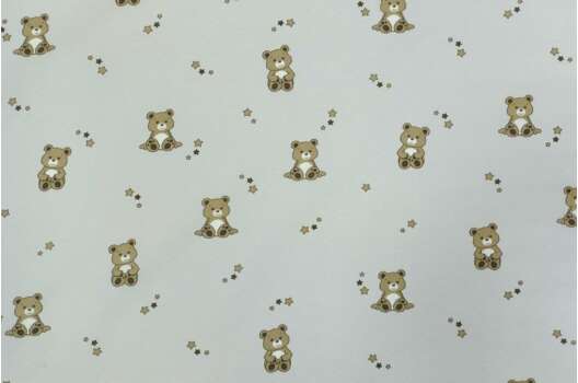 Курточная ткань FITSYSTEM STYLE, Медвежата на светло-сером