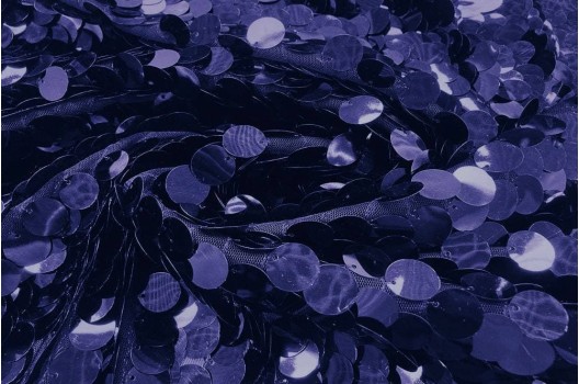 Пайетки 17 мм на сетке, синий цвет