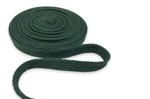 Шнур плоский х/б турецкое плетение, темно-зеленый (019), 12 мм