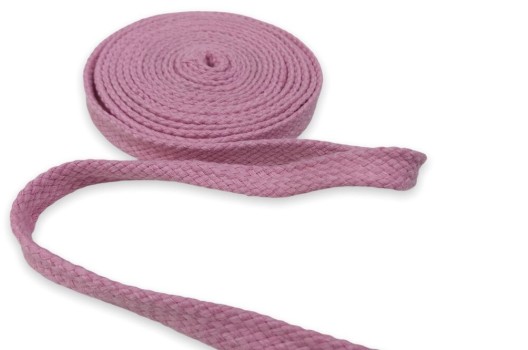 Шнур плоский х/б турецкое плетение, розовый (010), 10 мм