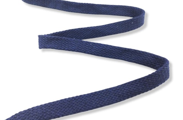 Шнур плоский х/б турецкое плетение, синий (024), 15 мм