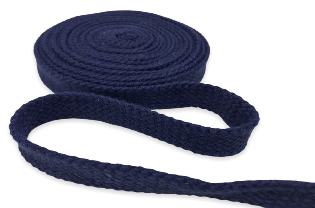 Шнур плоский х/б турецкое плетение, синий (024), 15 мм 2