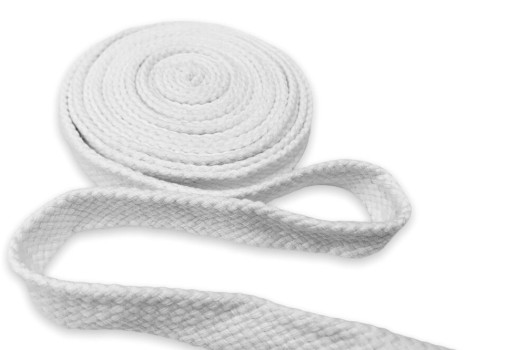 Шнур плоский х/б турецкое плетение, белый (001), 15 мм