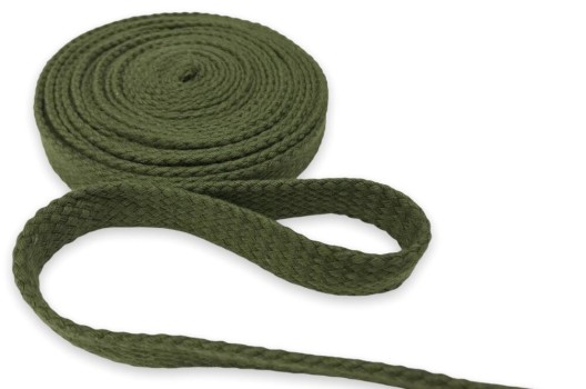Шнур плоский х/б турецкое плетение, хаки (021), 15 мм