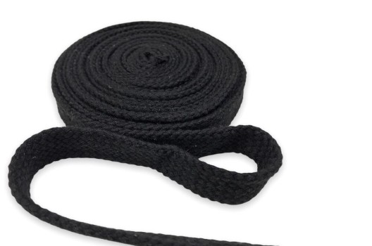 Шнур плоский х/б турецкое плетение, черный (032), 15 мм