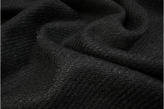 Костюмно-пальтовая шерсть в рубчик черная