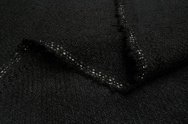Костюмно-пальтовая шерсть в рубчик черная 1
