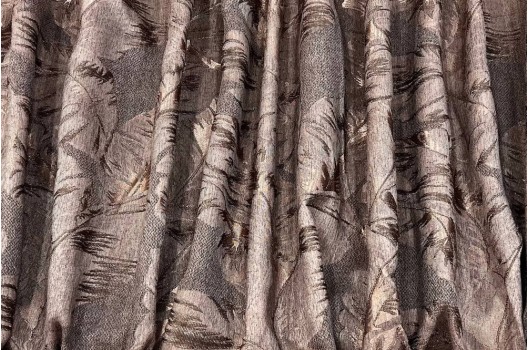 Портьерный Блэкаут двухсторонний 305 см, Листья, горький шоколад