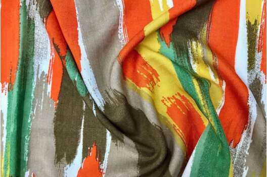 Штапель Марокканская весна, оранжево-зеленый, Турция