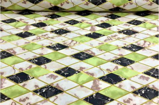 Дак (DUCK) Черно-салатовые ромбы на бежевом мраморе