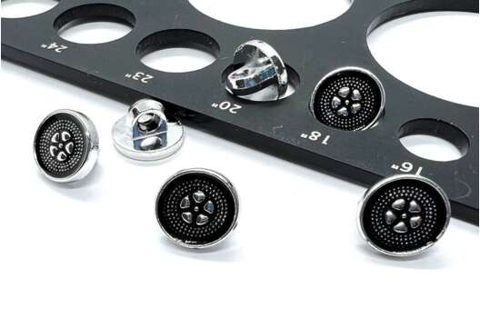 Пуговица на ножке, черно-серебряная, 11.5 мм