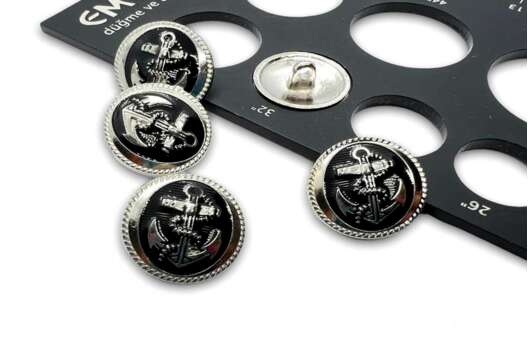 Пуговица металлическая на ножке, якорь, 20 мм, Ж-34