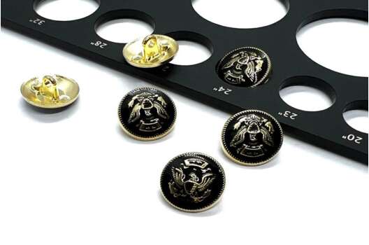 Пуговица металлическая на ножке, герб 5, 15 мм, Ж-58