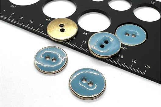 Пуговица металлическая на 2 прокола, голубая, 25 мм, Ж-42