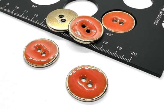 Пуговица металлическая на 2 прокола, оранжевая, 25 мм, Ж-45