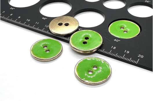 Пуговица металлическая на 2 прокола, зеленая, 25 мм, Ж-46