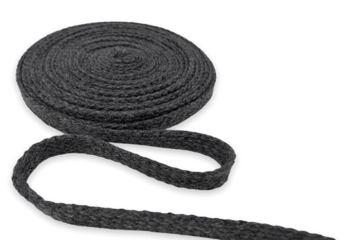 Шнур плоский х/б турецкое плетение, темно-серый (030), 12 мм