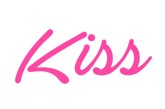 Термонаклейка, Kiss, шрифт розовый, 12.5х5 см