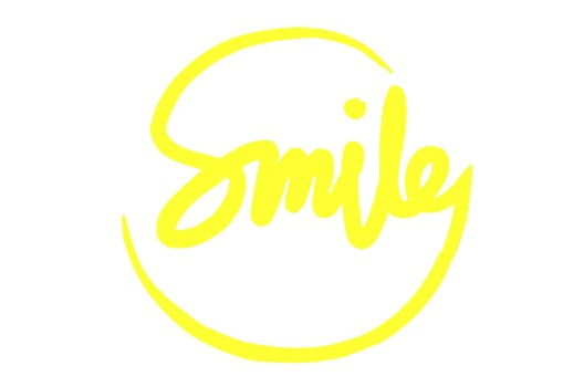 Термонаклейка, Smile, шрифт желтый по кругу, 9.7х10 см