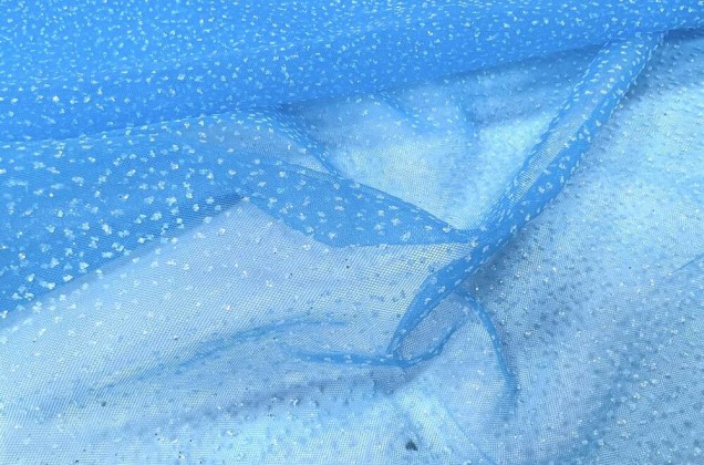 Фатин с глиттером Angel, ярко-голубой, 300 см, арт.28 3