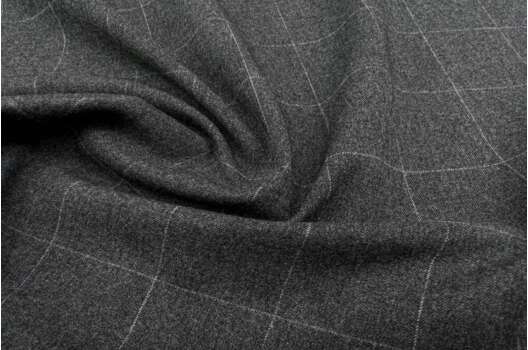 Костюмная ткань с вискозой, Крупная клетка, темно-серая