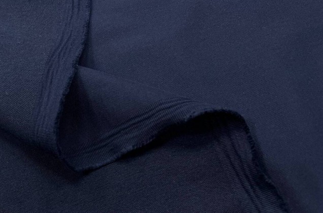 Костюмный хлопок с ворсистой изнанкой, темно-синий, Италия 2