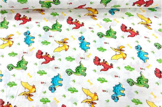 Муслин двухслойный 160 см, Динозаврики