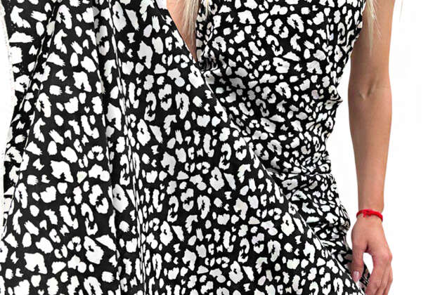 Штапель твил, Леопард черно-белый 1