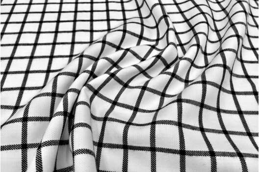 Костюмная ткань, клетка 2х2 см бело-черная (22С201С-ДЯ)
