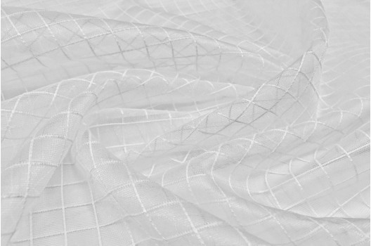 Тюль-сетка в белые квадраты 1.5х1.5 см с утяжелителем, 300 см, Турция