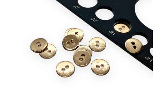 Пуговица металлическая, 2 прокола, золото, 11 мм, С-МЕ345