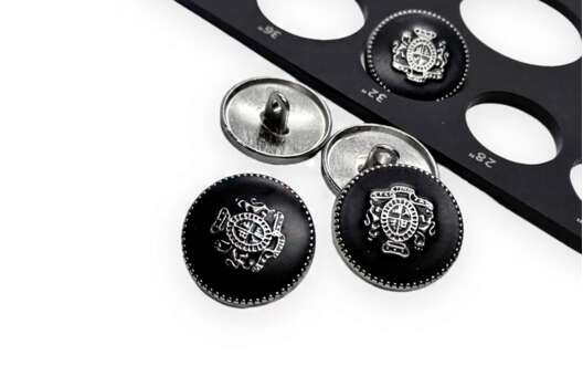 Пуговица металлическая на ножке, серебро и черный, 20 мм, С-МЕ337