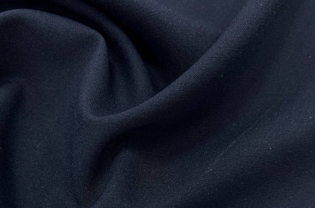 Костюмная ткань с вискозой и шерстью, темно-синяя, Италия 1