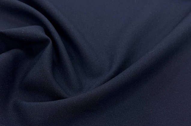 Костюмная ткань с вискозой и шерстью, темно-синяя, Италия
