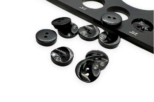 Пуговица пластик, 2 прокола, черная, 12.5 мм, TBY 2133