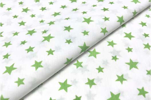 Ранфорс (поплин LUX) 240 см, Салатовые звездочки на белом