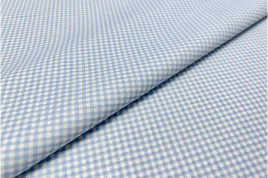 Ранфорс (поплин LUX) 240 см, Мелкая клетка 2х2 мм голубая