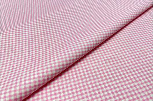 Ранфорс (поплин LUX) 240 см, Мелкая клетка 2х2 мм розовая