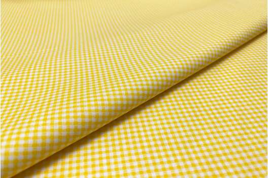 Ранфорс (поплин LUX) 240 см, Мелкая клетка 2х2 мм желтая